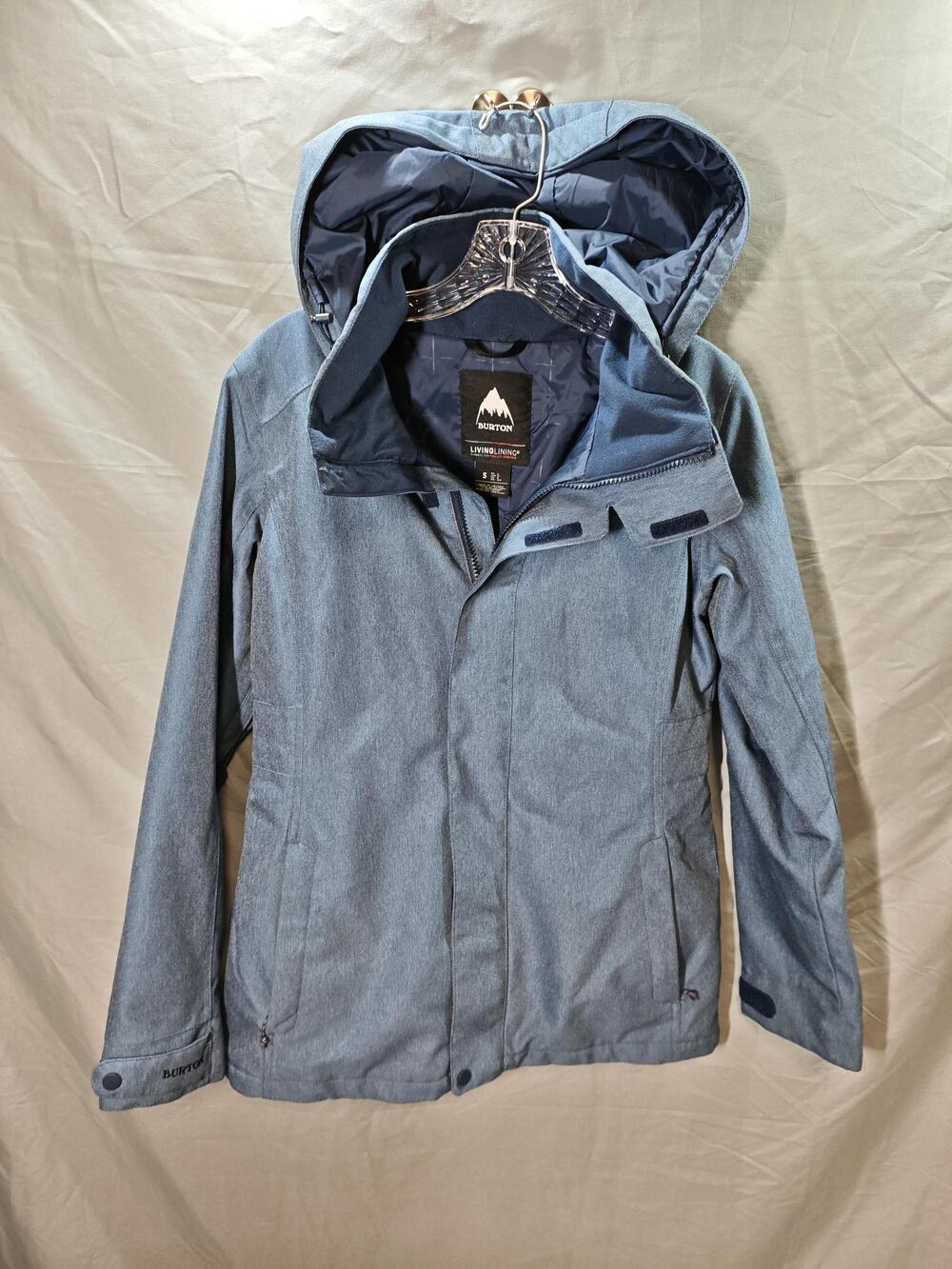 Burton Jacket Womens Small Blue Hooded Living Lining Snowboard Ski Coat Outdoors
